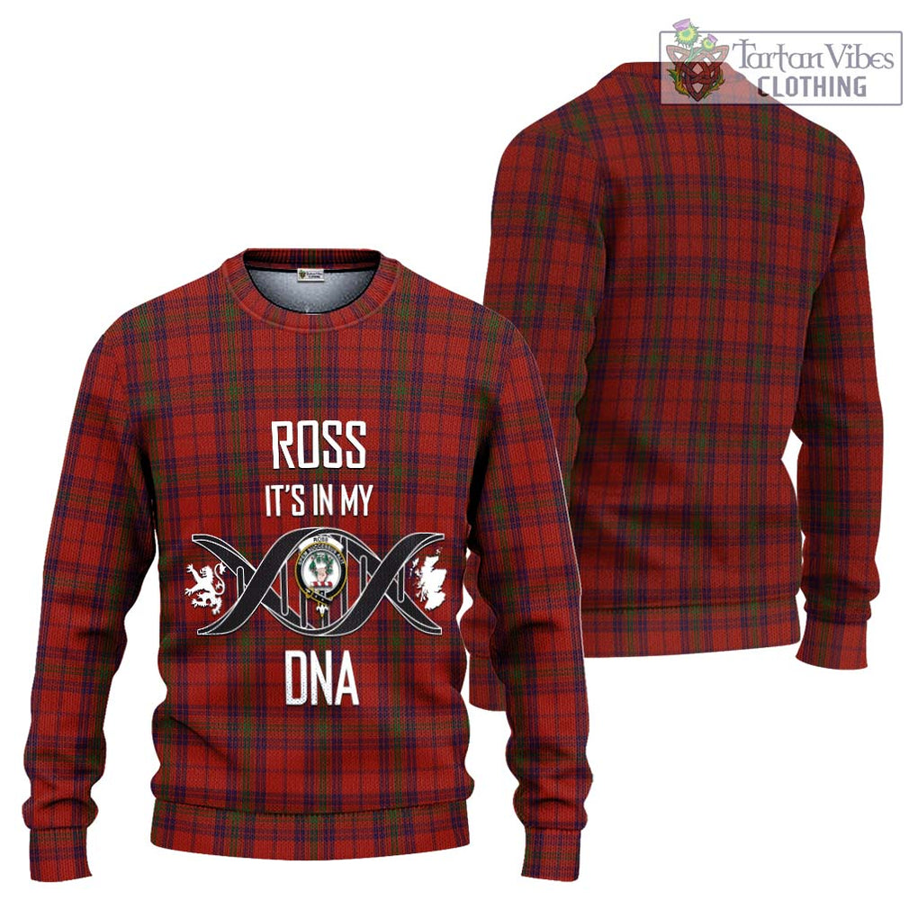 Ross Old Tartan Knitted Sweater with Family Crest DNA In Me Style Unisex - Tartanvibesclothing Shop