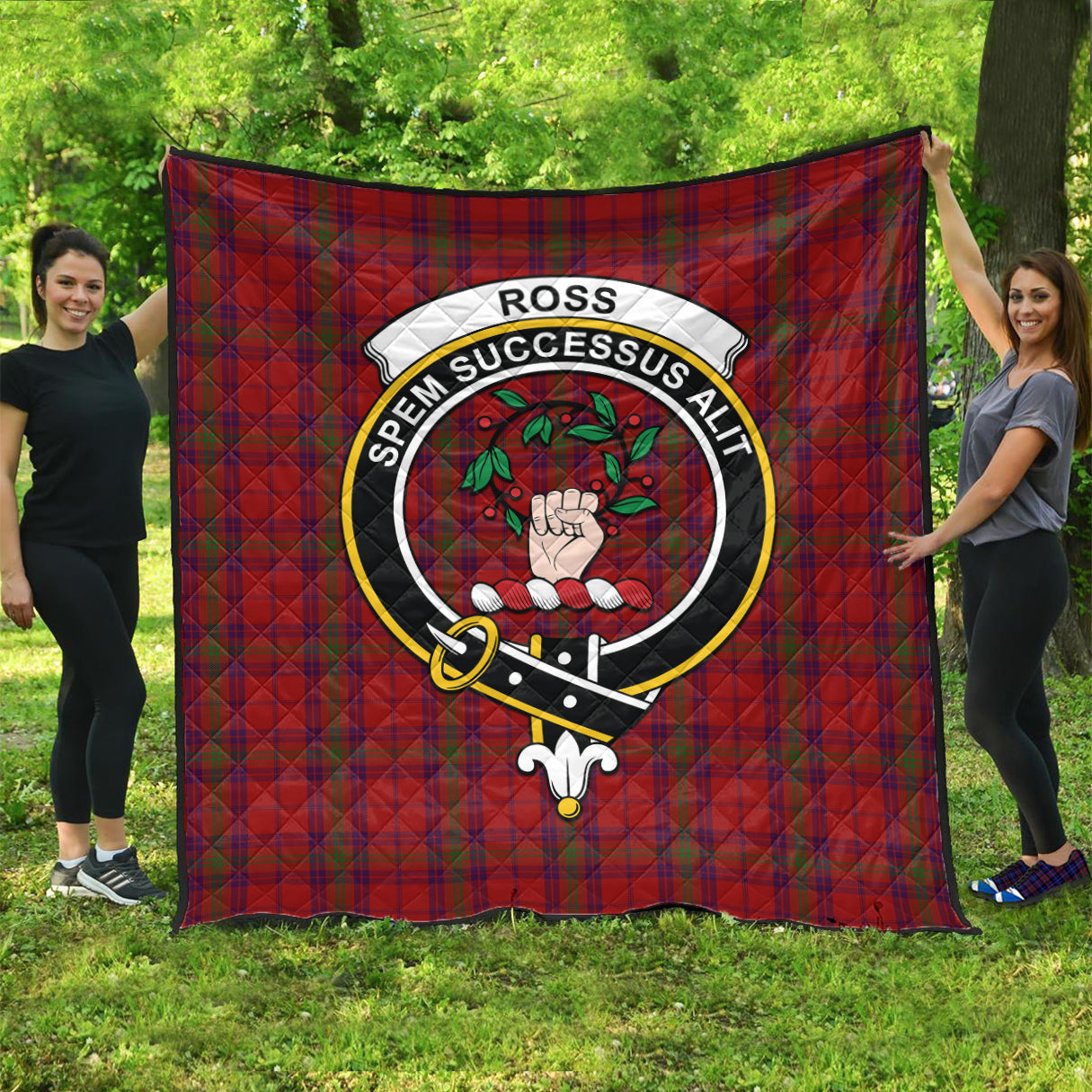 ross-old-tartan-quilt-with-family-crest