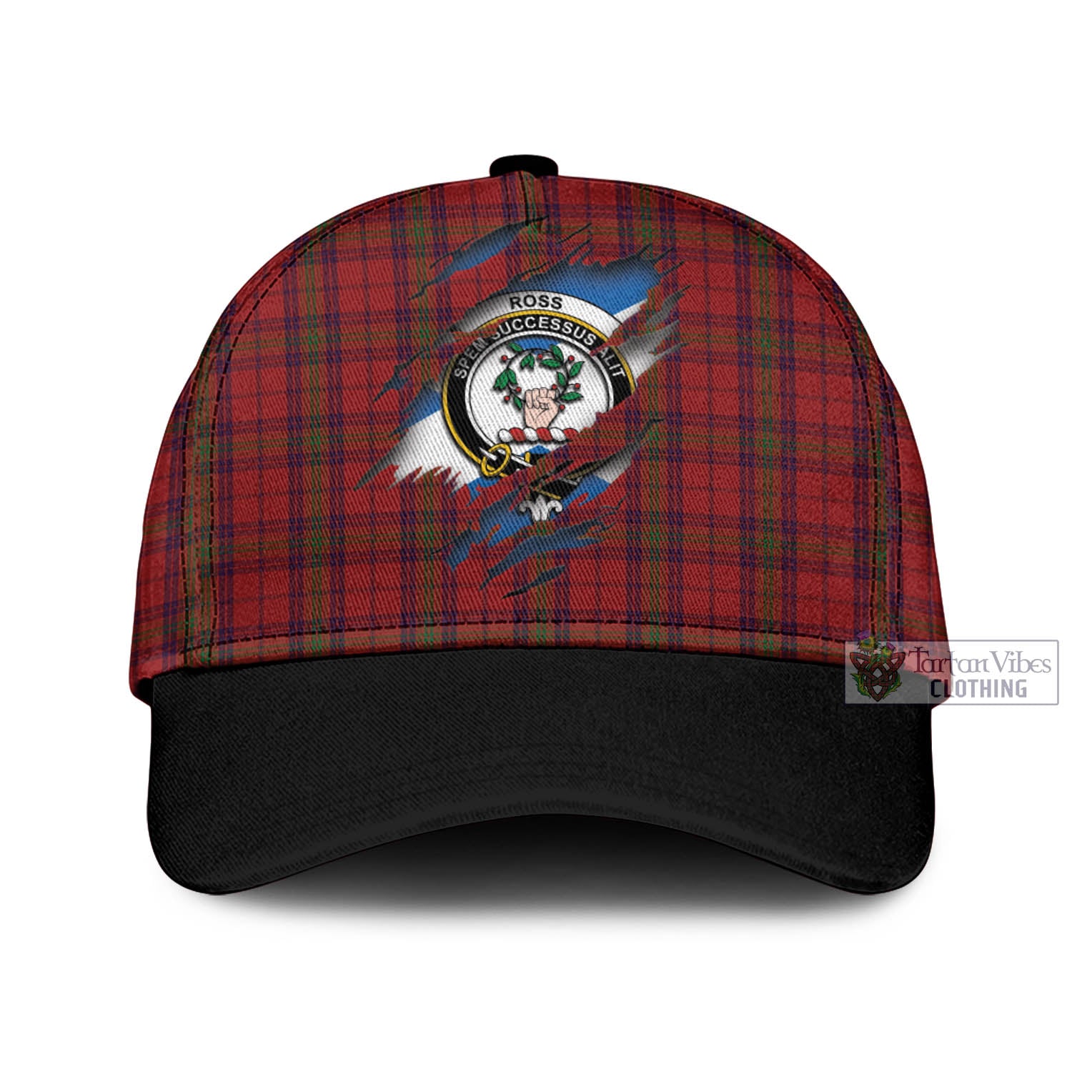 Tartan Vibes Clothing Ross Old Tartan Classic Cap with Family Crest In Me Style