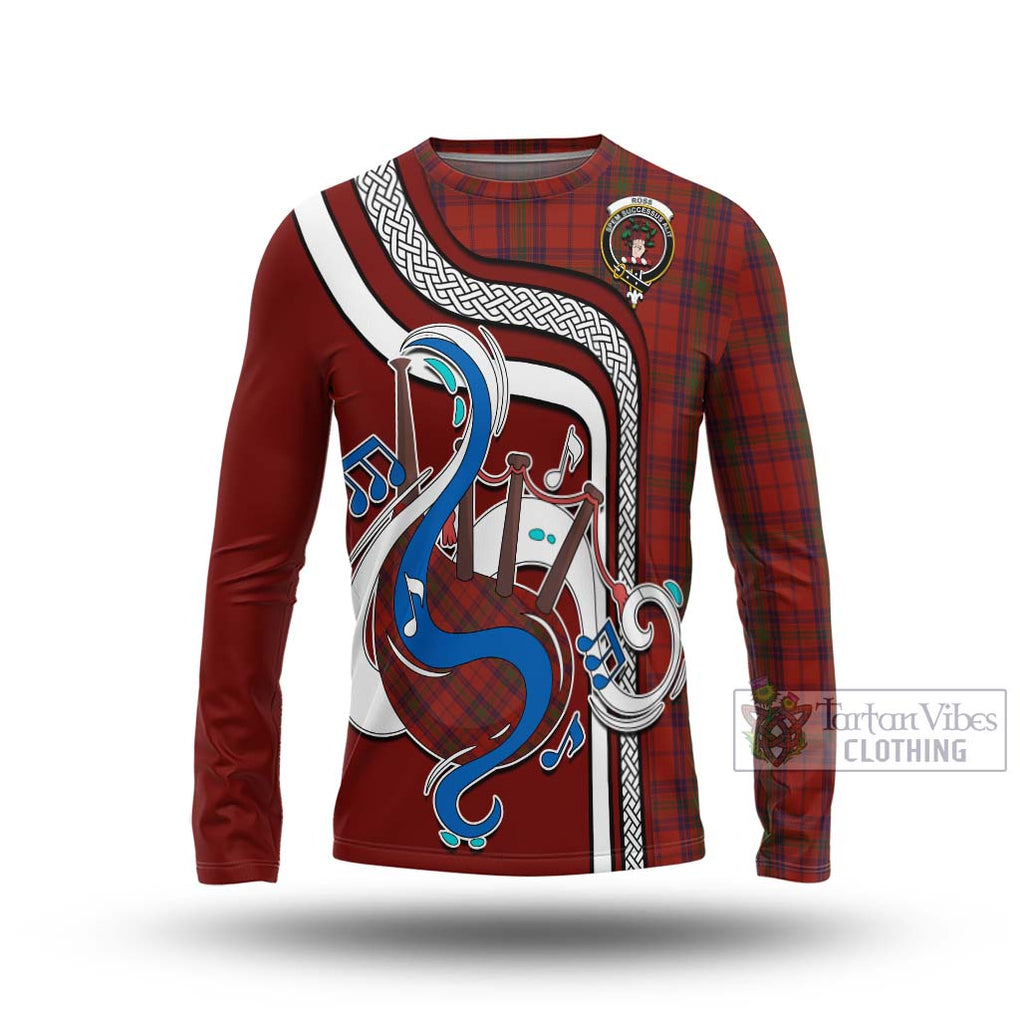 Tartan Vibes Clothing Ross Old Tartan Long Sleeve T-Shirt with Epic Bagpipe Style