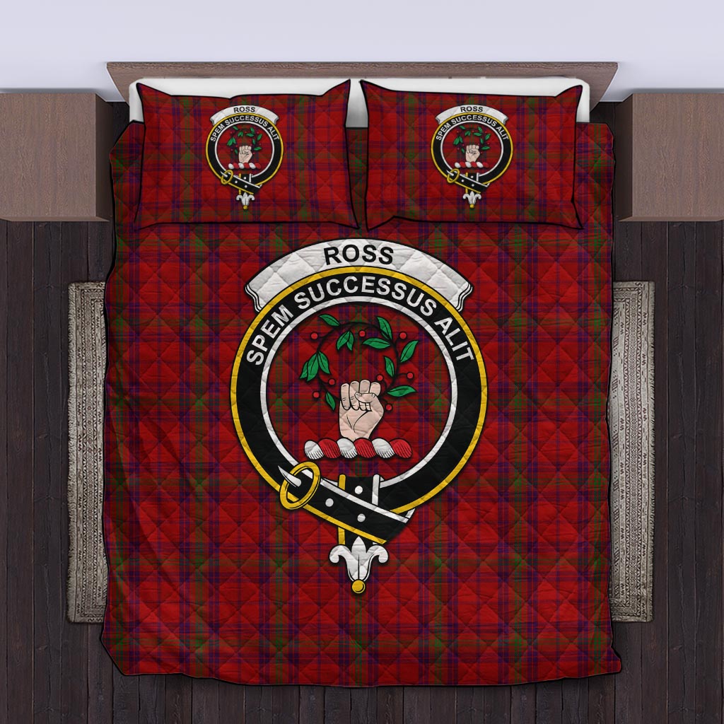 Ross Old Tartan Quilt Bed Set with Family Crest Twin - Tartan Vibes Clothing