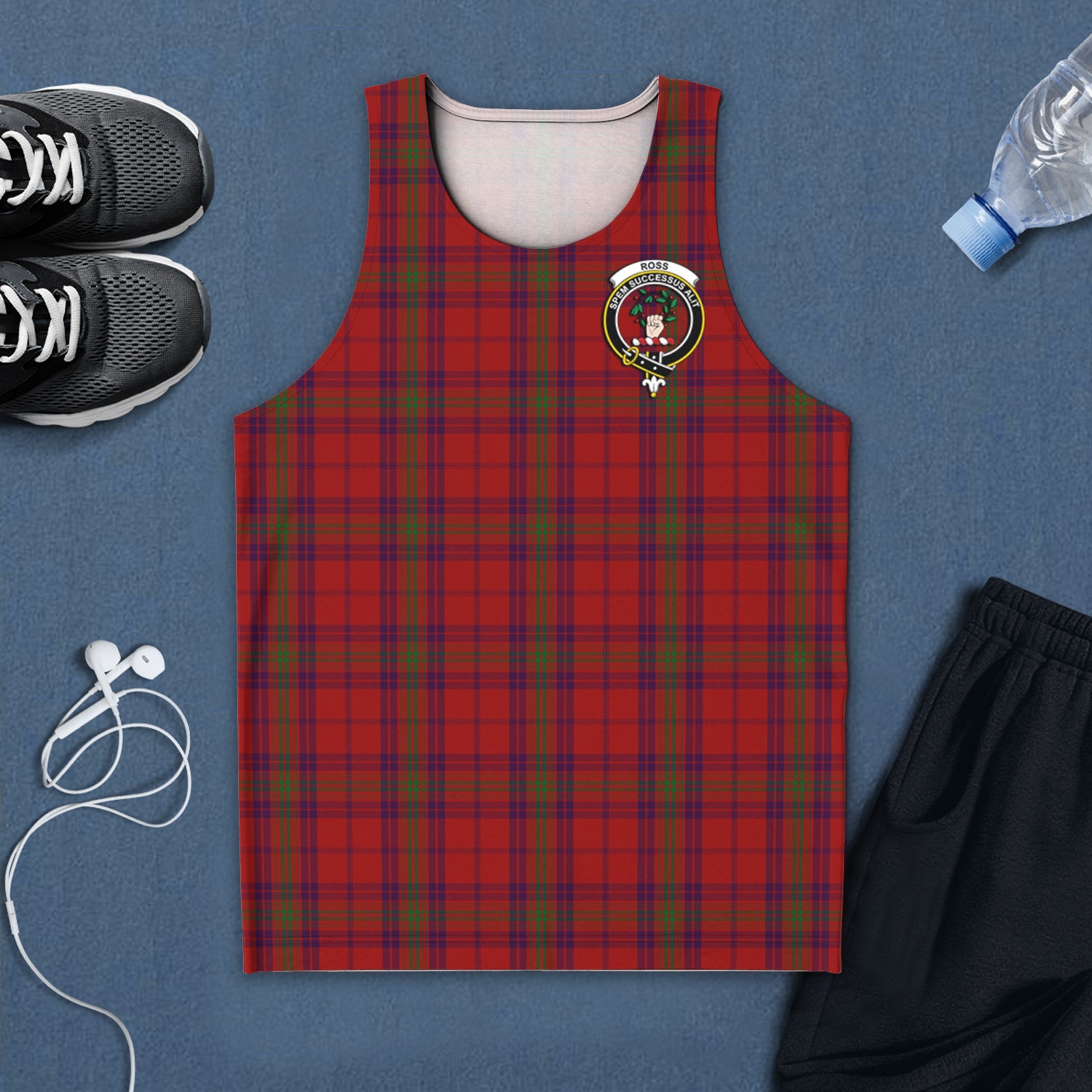 ross-old-tartan-mens-tank-top-with-family-crest