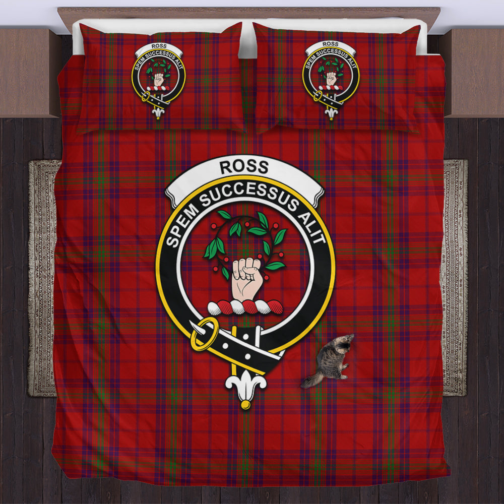 Ross Old Tartan Bedding Set with Family Crest US Bedding Set - Tartan Vibes Clothing