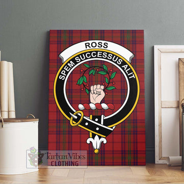 Ross Old Tartan Canvas Print Wall Art with Family Crest