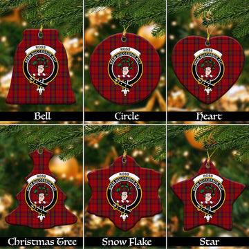 Ross Old Tartan Christmas Ceramic Ornaments with Family Crest