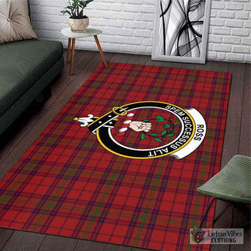 Ross Old Tartan Area Rug with Family Crest