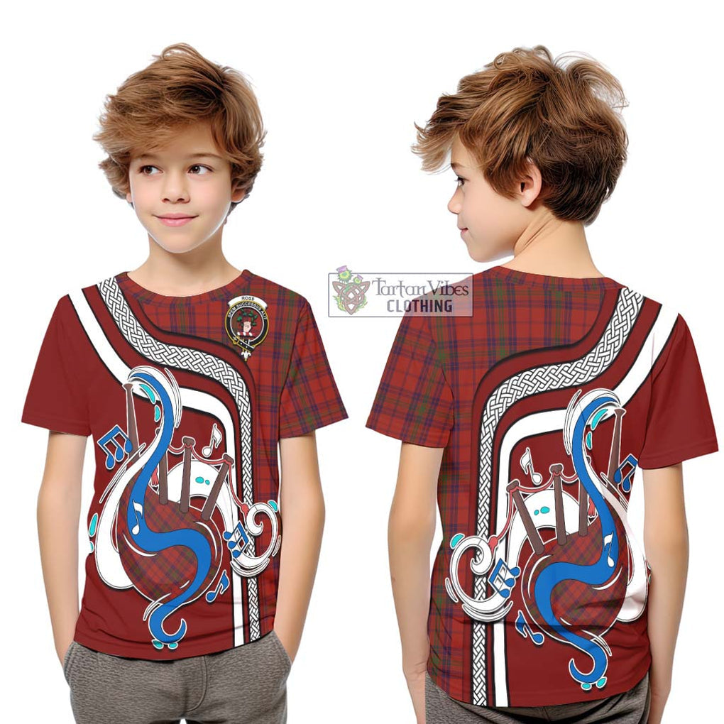 Tartan Vibes Clothing Ross Old Tartan Kid T-Shirt with Epic Bagpipe Style