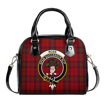 Ross Old Tartan Shoulder Handbags with Family Crest