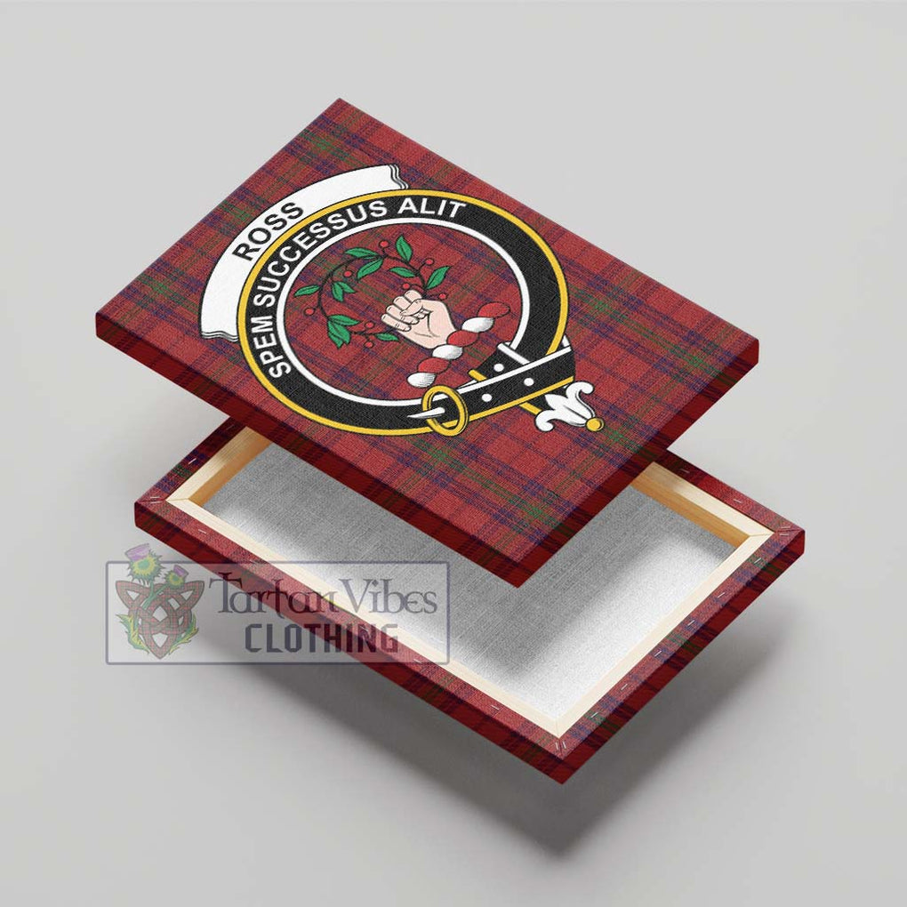 Ross Old Tartan Canvas Print Wall Art with Family Crest - Tartan Vibes Clothing