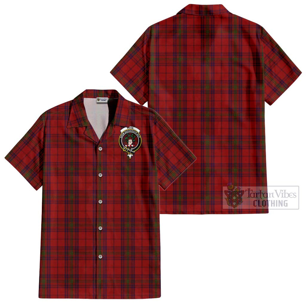 Ross Old Tartan Cotton Hawaiian Shirt with Family Crest Kid - Tartan Vibes Clothing