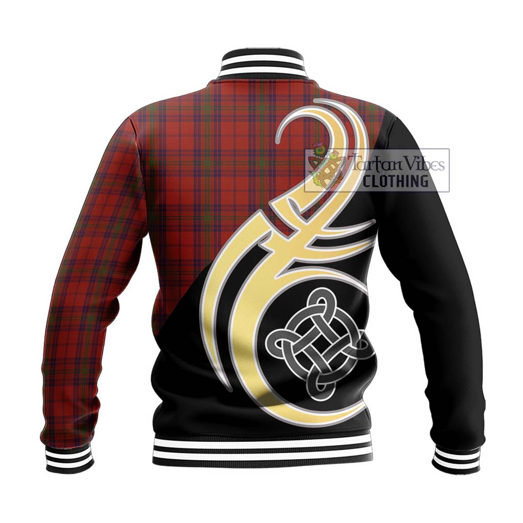 Tartan Vibes Clothing Ross Old Tartan Baseball Jacket with Family Crest and Celtic Symbol Style
