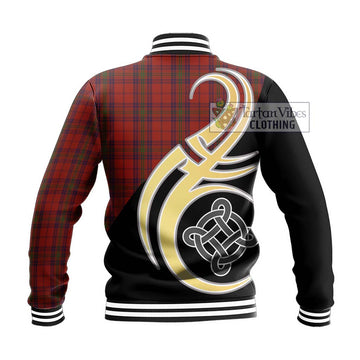 Ross Old Tartan Baseball Jacket with Family Crest and Celtic Symbol Style