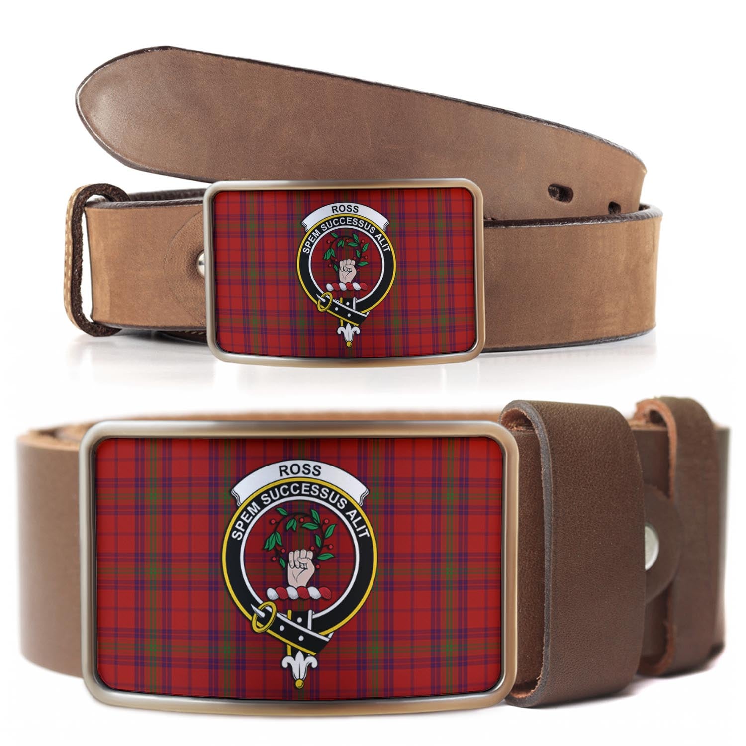 Ross Old Tartan Belt Buckles with Family Crest - Tartan Vibes Clothing