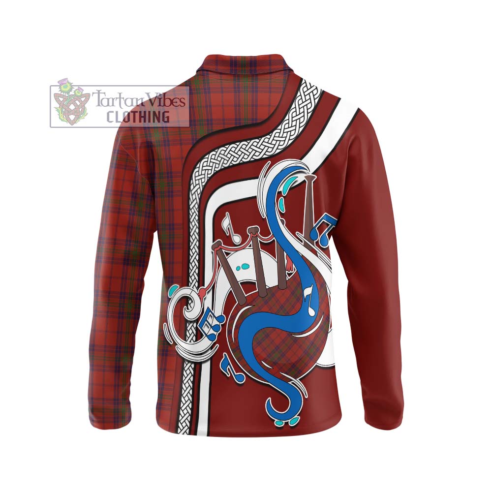 Tartan Vibes Clothing Ross Old Tartan Long Sleeve Polo Shirt with Epic Bagpipe Style