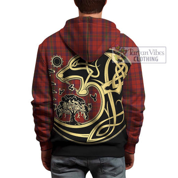 Ross Old Tartan Hoodie with Family Crest Celtic Wolf Style