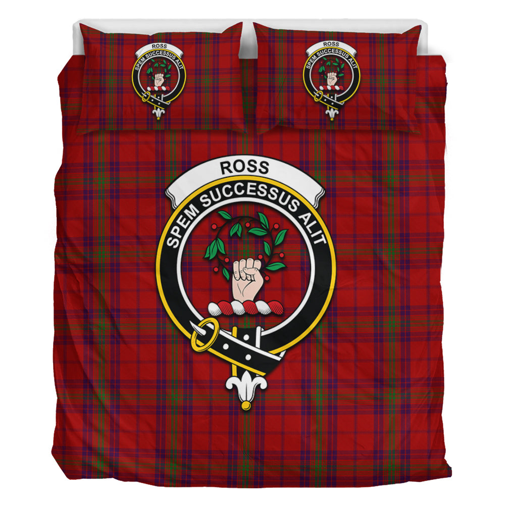 Ross Old Tartan Bedding Set with Family Crest - Tartan Vibes Clothing