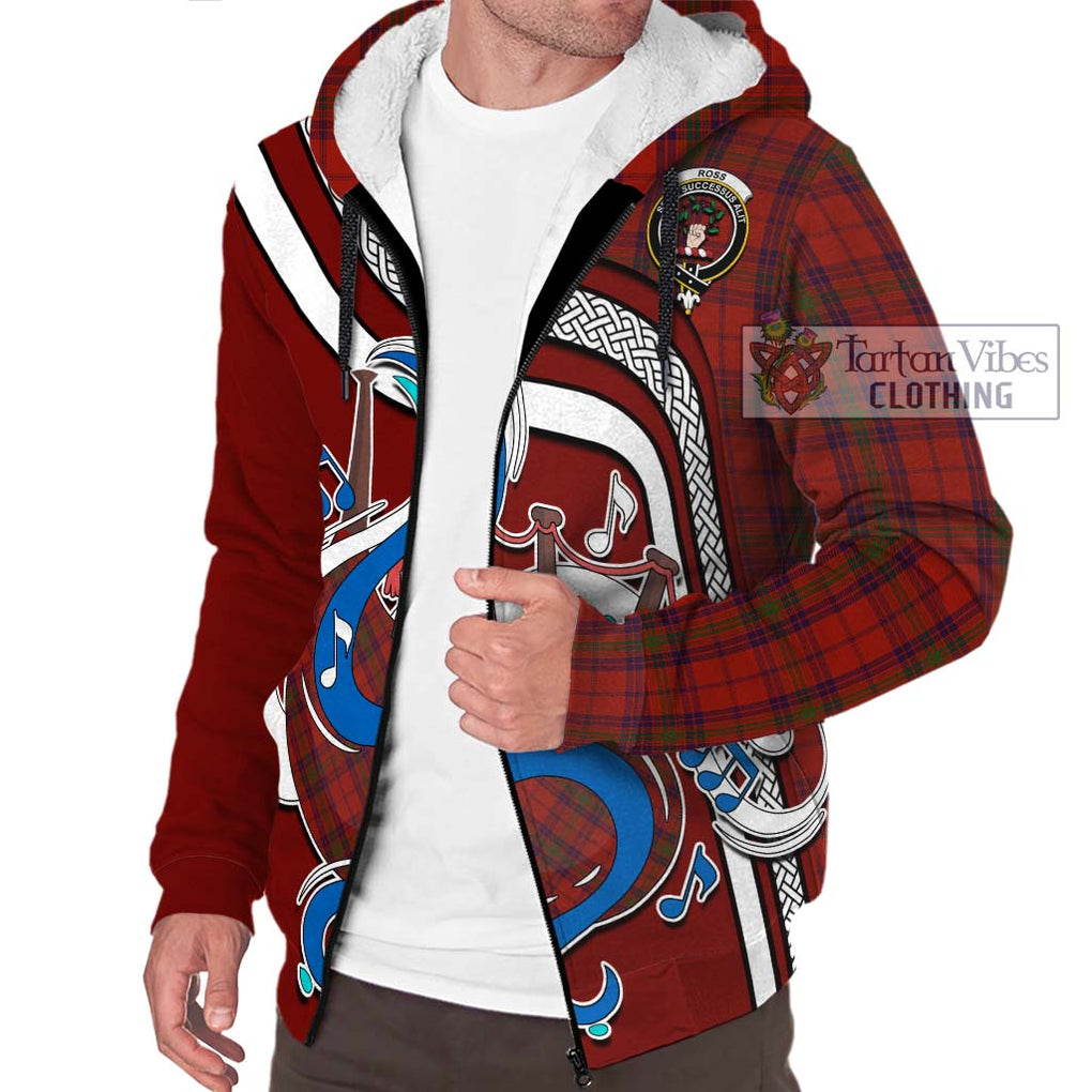 Ross Old Tartan Sherpa Hoodie with Epic Bagpipe Style Unisex - Tartanvibesclothing Shop