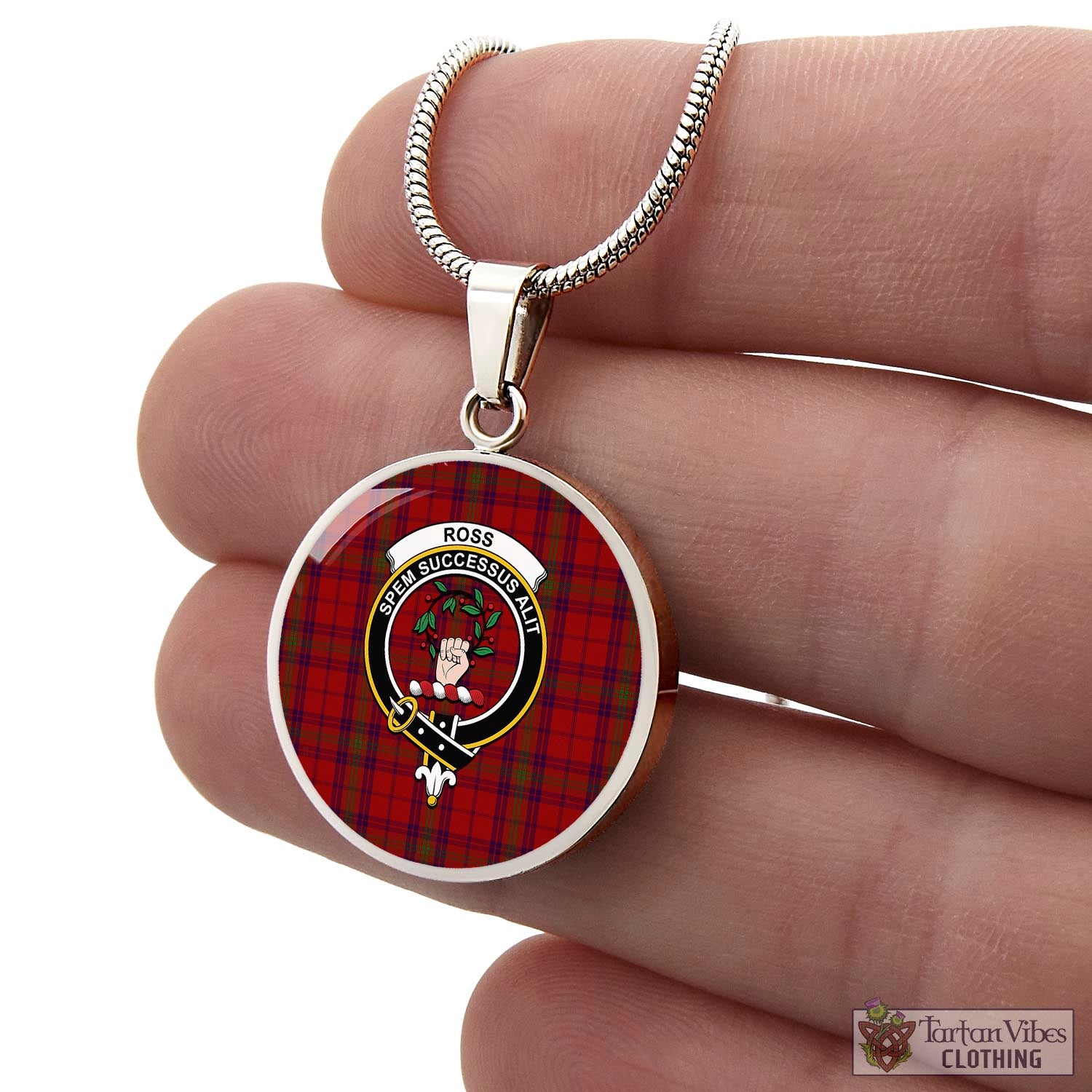 Tartan Vibes Clothing Ross Old Tartan Circle Necklace with Family Crest