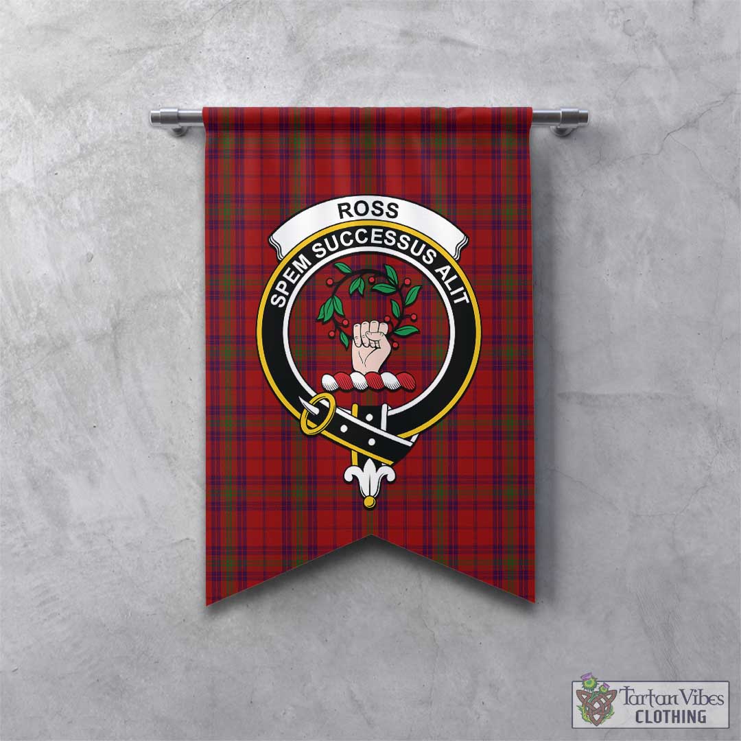 Tartan Vibes Clothing Ross Old Tartan Gonfalon, Tartan Banner with Family Crest