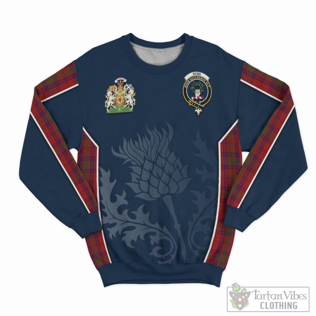 Tartan Vibes Clothing Ross Old Tartan Sweatshirt with Family Crest and Scottish Thistle Vibes Sport Style