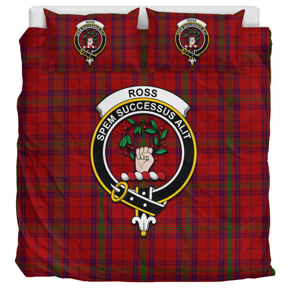 Ross Old Tartan Bedding Set with Family Crest UK Bedding Set UK Super King 104*94 inch - Tartan Vibes Clothing