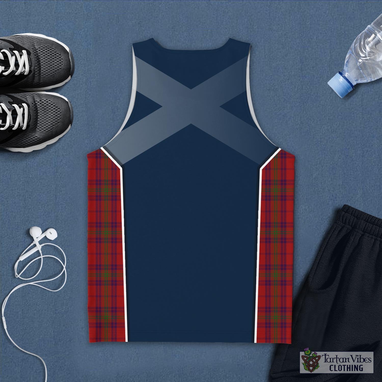 Tartan Vibes Clothing Ross Old Tartan Men's Tanks Top with Family Crest and Scottish Thistle Vibes Sport Style