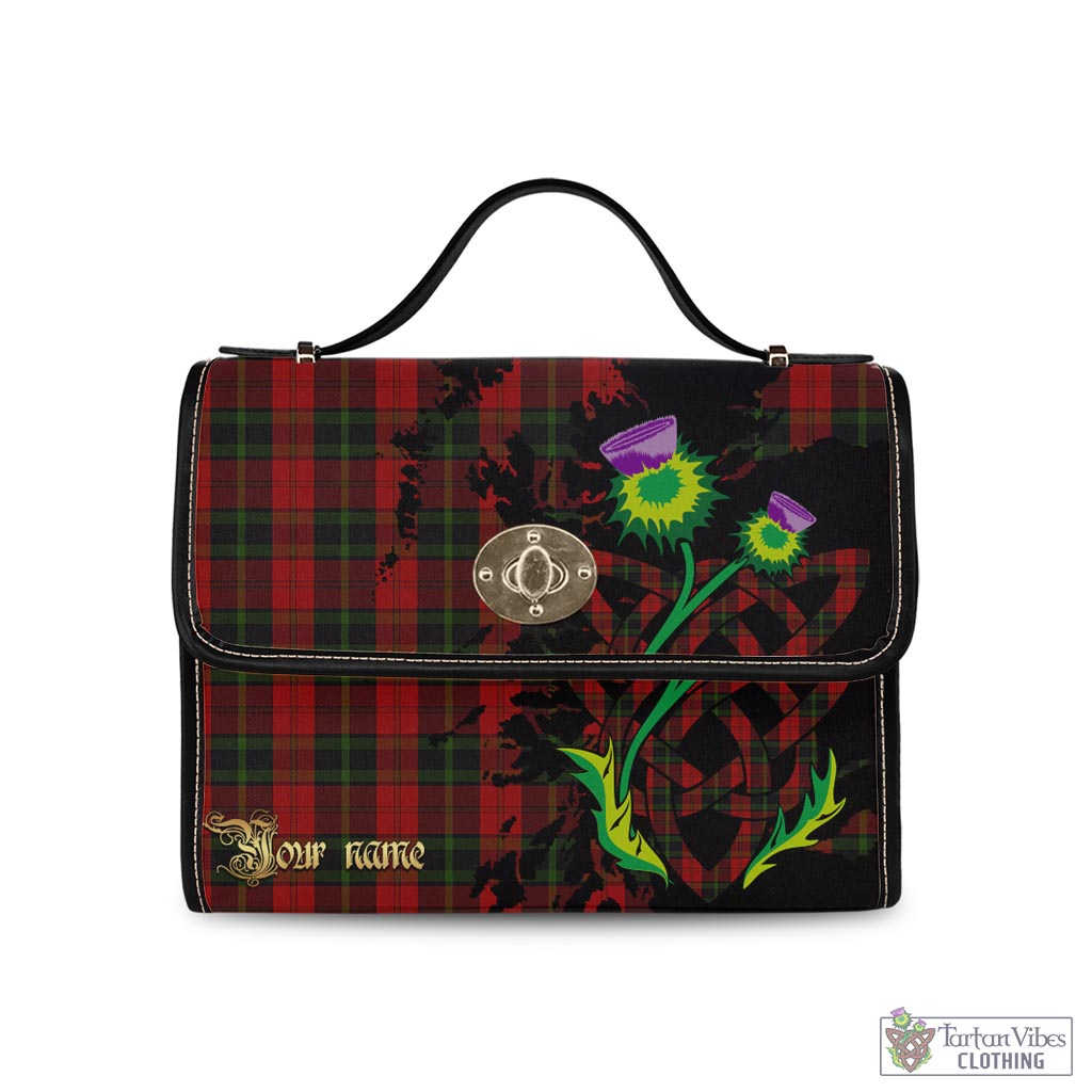 Tartan Vibes Clothing Rosser of Wales Tartan Waterproof Canvas Bag with Scotland Map and Thistle Celtic Accents