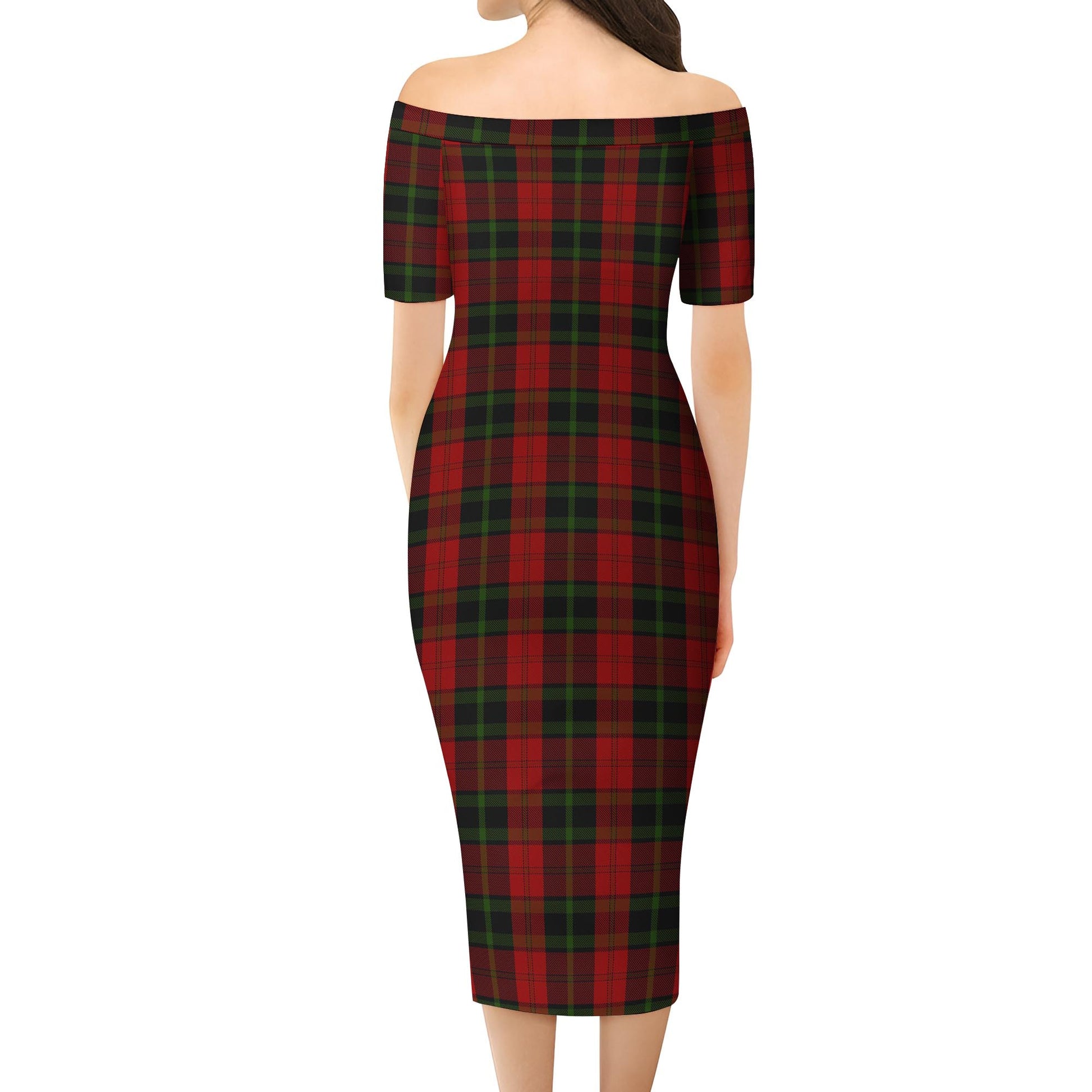 Rosser of Wales Tartan Off Shoulder Lady Dress - Tartanvibesclothing