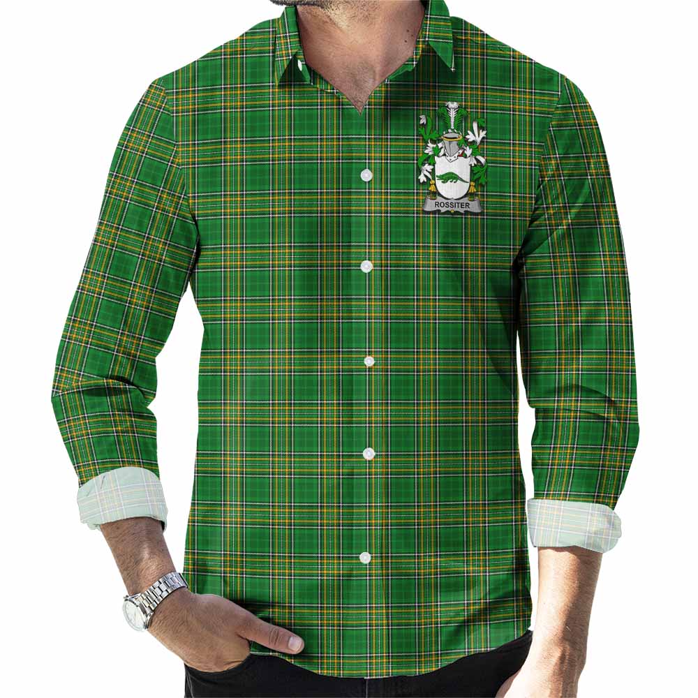 Rossiter Irish Clan Tartan Long Sleeve Button Up with Coat of Arms