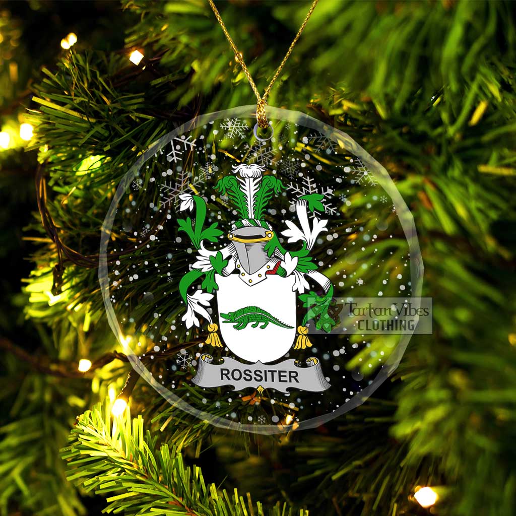 Tartan Vibes Clothing Rossiter Irish Clan Christmas Glass Ornament with Coat of Arms