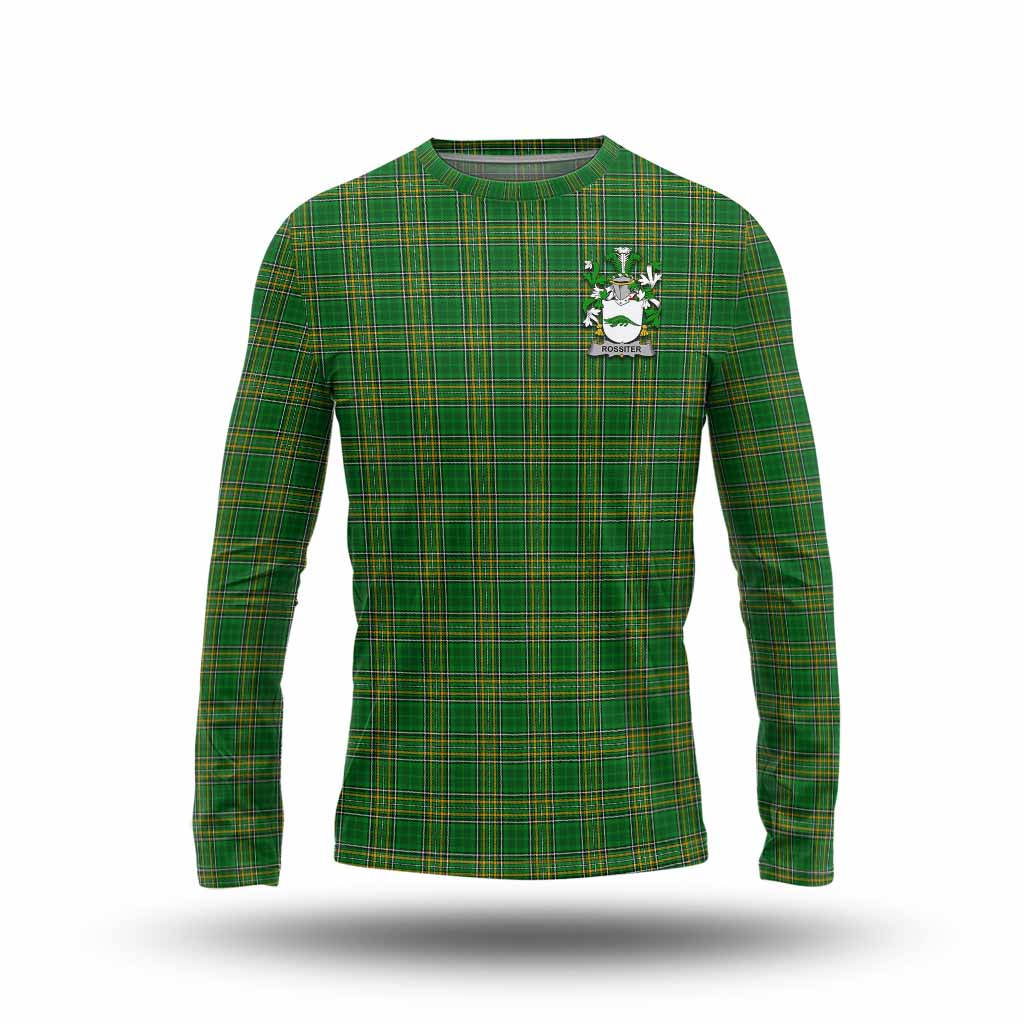 Tartan Vibes Clothing Rossiter Irish Clan Tartan Long Sleeve T-Shirt with Coat of Arms