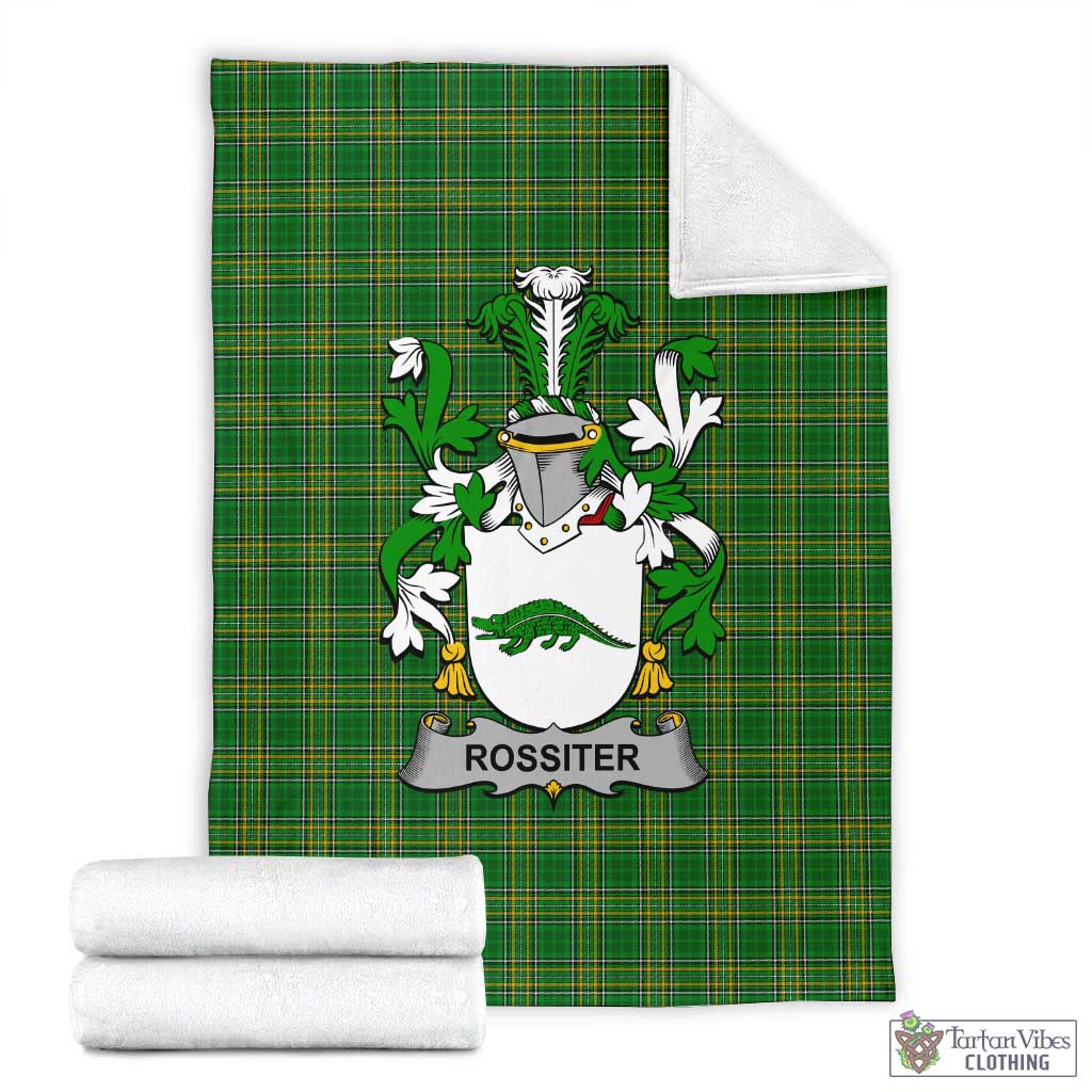 Tartan Vibes Clothing Rossiter Irish Clan Tartan Blanket with Coat of Arms