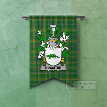 Rossiter Irish Clan Tartan Gonfalon, Tartan Banner with Coat of Arms Fishtail - Tartan Vibes Clothing