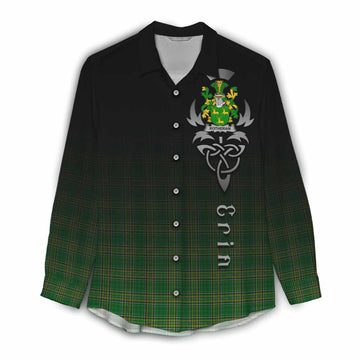 Rotheram Irish Clan Women's Casual Shirt with Coat of Arms Erin Go Bragh Celtic Inspired Female - Tartan Vibes Clothing