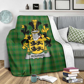 Rourke Irish Clan Tartan Blanket with Coat of Arms - Tartan Vibes Clothing