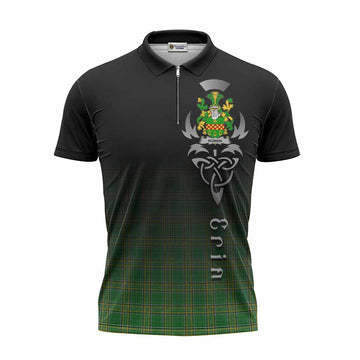 Rowan Irish Clan Zipper Polo Shirt with Coat of Arms Erin Go Bragh Celtic Inspired Unisex - Tartan Vibes Clothing