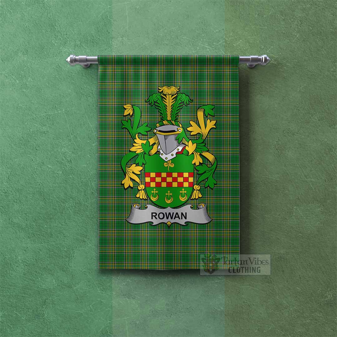 Rowan Irish Clan Tartan Gonfalon, Tartan Banner with Coat of Arms Rectangle - Tartan Vibes Clothing