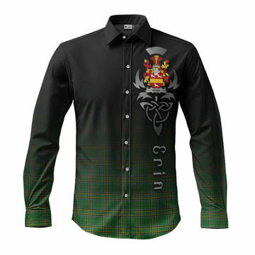 Rush Irish Clan Long Sleeve Button Shirt with Coat of Arms Erin Go Bragh Celtic Inspired Men's Shirt S - Tartan Vibes Clothing