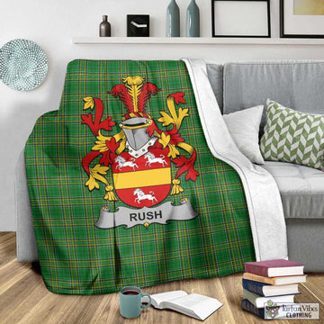 Rush Irish Clan Tartan Blanket with Coat of Arms - Tartan Vibes Clothing