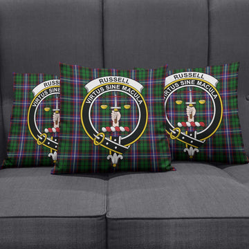Russell Tartan Pillow Cover with Family Crest