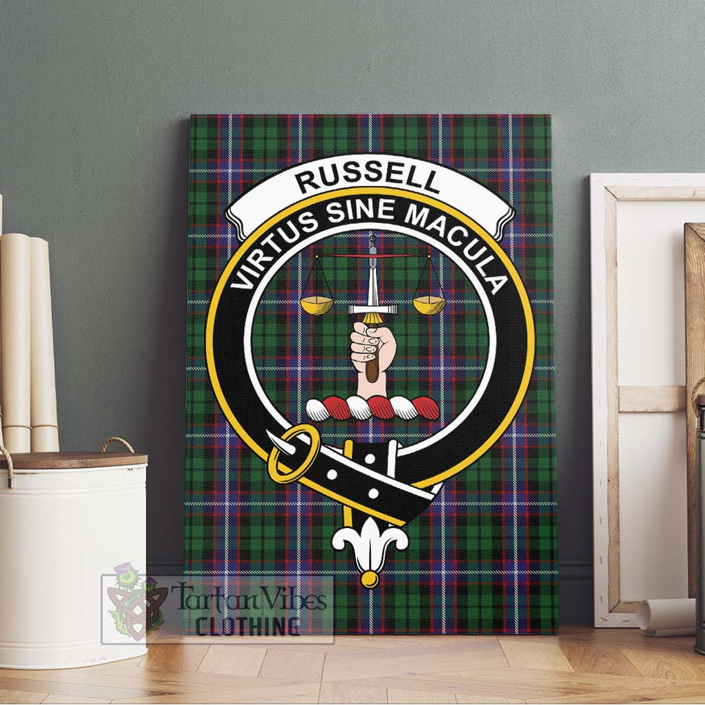 Russell Tartan Canvas Print Wall Art with Family Crest Without Frame - Tartan Vibes Clothing