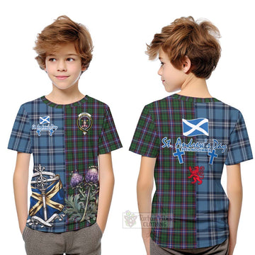 Russell Tartan Kid T-Shirt Happy St. Andrew's Day Half Tartan Style