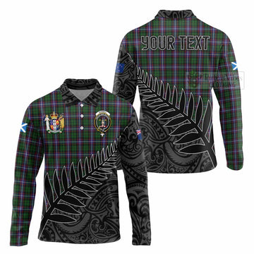 Russell Crest Tartan Long Sleeve Polo Shirt with New Zealand Silver Fern Half Style