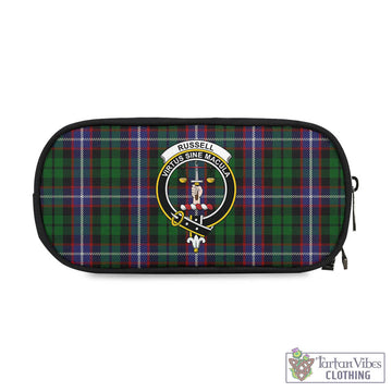 Russell Tartan Pen and Pencil Case with Family Crest