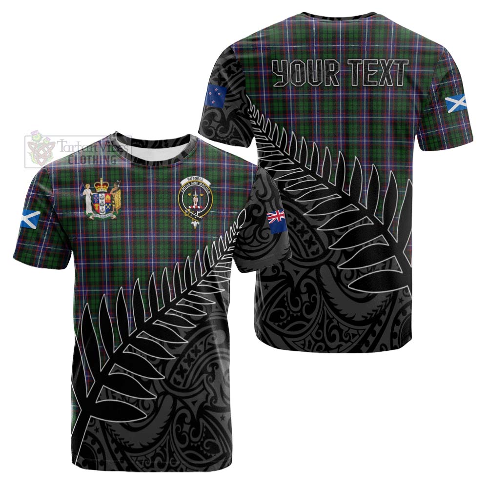 Tartan Vibes Clothing Russell Crest Tartan Cotton T-shirt with New Zealand Silver Fern Half Style