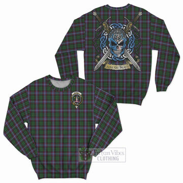 Russell Tartan Sweatshirt with Family Crest Celtic Skull Style