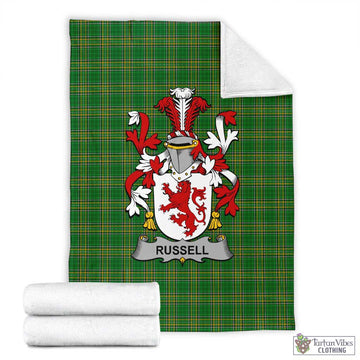 Russell Irish Clan Tartan Blanket with Coat of Arms