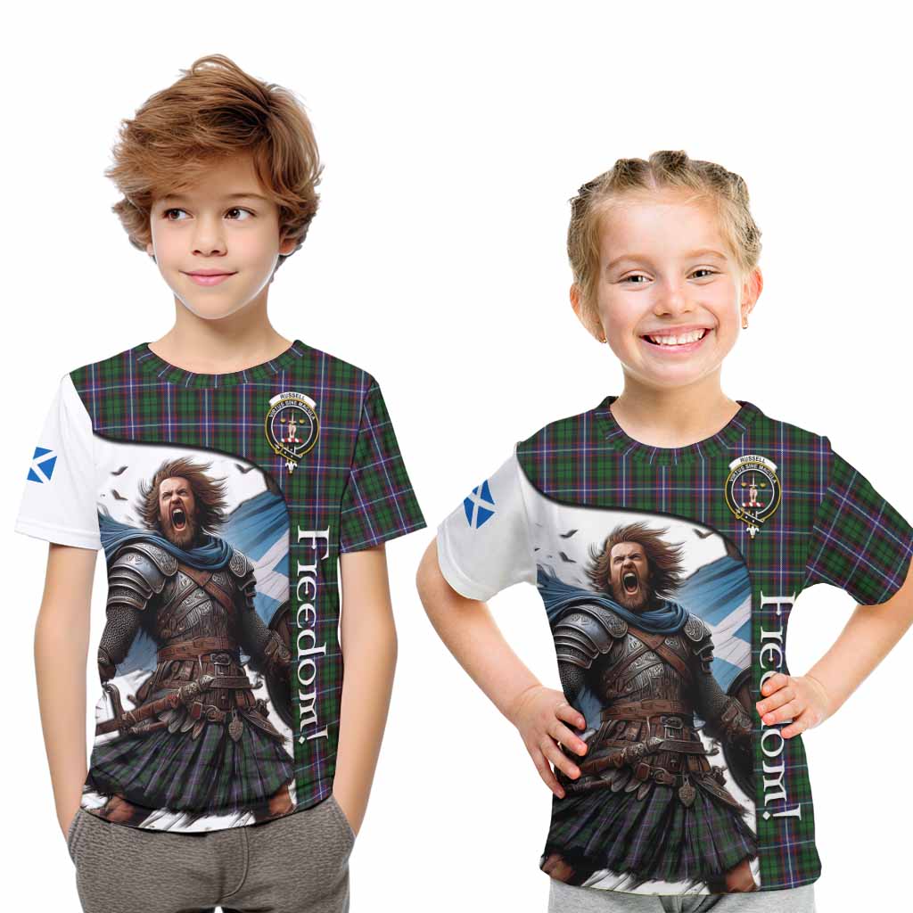 Tartan Vibes Clothing Russell Crest Tartan Kid T-Shirt Inspired by the Freedom of Scottish Warrior