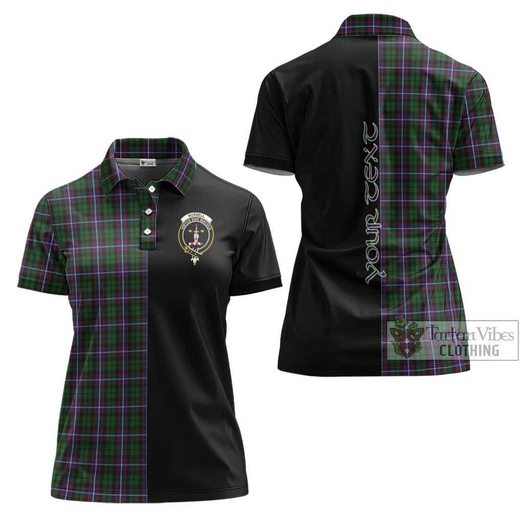 Russell Tartan Women's Polo Shirt with Family Crest and Half Of Me Style Women - Tartanvibesclothing Shop