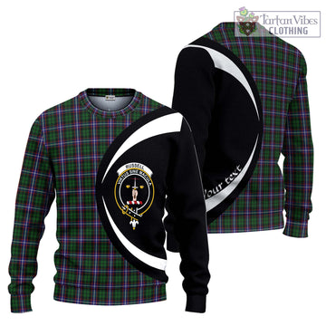Russell Tartan Knitted Sweater with Family Crest Circle Style